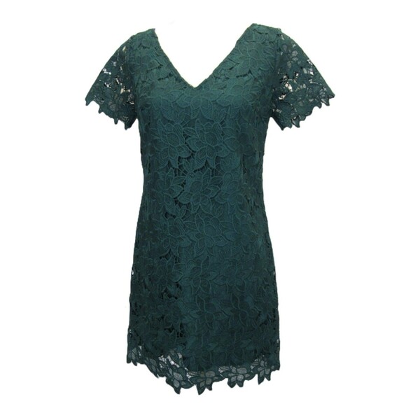 Ann Taylor Dresses & Skirts - Ann Taylor Factory Womens Shift Dress Green Floral Lace Short Sleeve Size 2 NWT